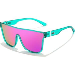 Women's Mint Green Frame & Purple Mirror Lens Oversized Square Large Sun Glasses
